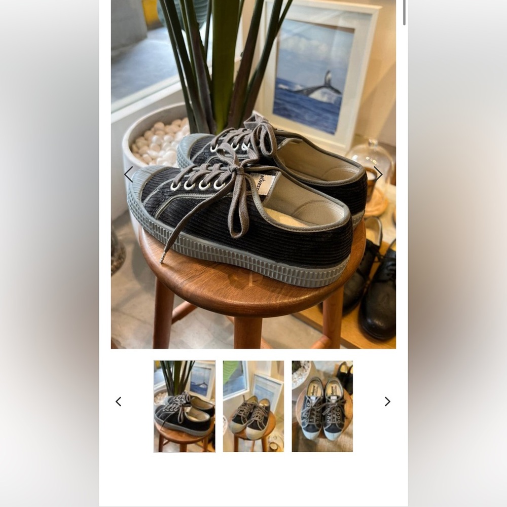 Novesta Charcoal and Beige Corduroy Sneakers